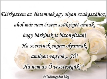 Elérkeztem az életemnek egy olyan szakaszához.....