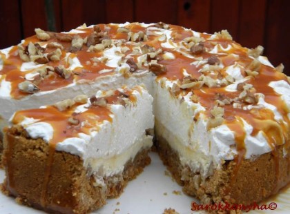 Karamelles, almás sajttorta