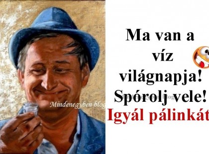 Ma van a víz világnapja!Spórolj vele!Igyál pálinkát