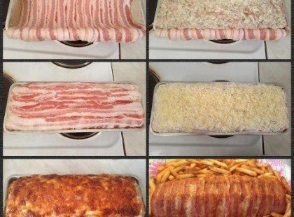 Baconos csirkemell sült burgonyával