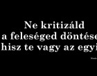 Ne kritizáld a feleséged döntéseit, hisz te vagy az egyik!