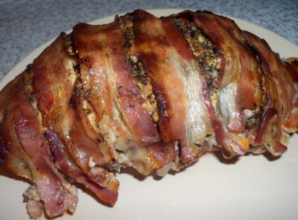 Egyben sült tűzdelt karaj, édesköményes édesburgonyával