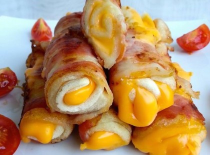 Baconben sült sajttekercs recept-Veronica's Cake Shop