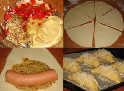 Majdnem hot dog: virslivel töltött kiflik, mézes-chilis mustárszósszal