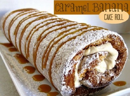 Banános tekercs, karamell öntettel