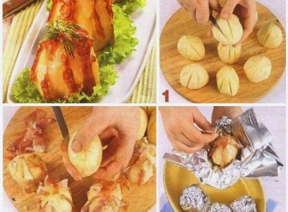 Szalonnával sült burgonyák