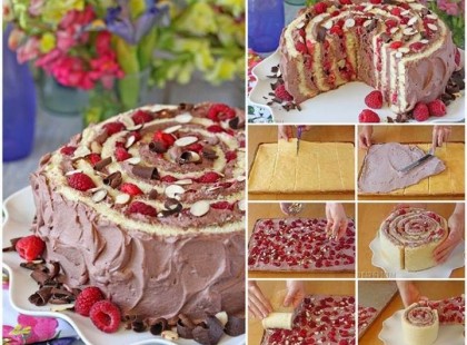 Málna Mandula Spirál torta - az eredeti