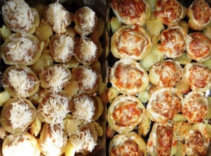 Töltött burgonya - darált hússal fotókkal lépésről lépésre