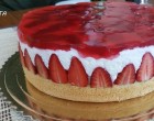 Túró-mascarpone-eper torta Eta módra