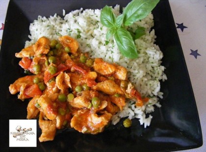 Paradicsomos-zöldborsós apró pecsenye