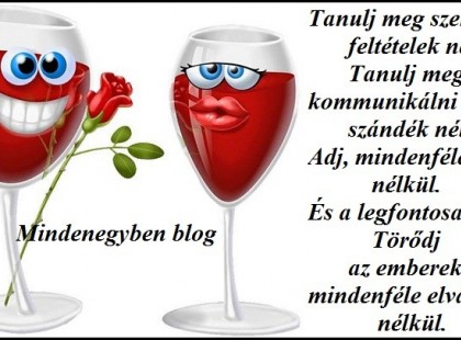 Tanulj meg szeretni feltételek nélkül. Tanulj meg kommunikálni hátsó szándék nélkül. Adj, mindenféle ok nélkül. És a legfontosabb: Törődj az emberekkel mindenféle elvárás nélkül.