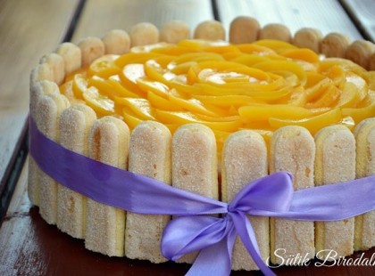 Barackos túrós charlotte torta babapiskótával