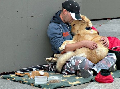 A kutyát nem érdekli, hogy mennyi pénze van az embernek. A feltétel nélküli szeretet sugárzik a képről.... és az is biztos, hogy a képen látható szerencsétlen sorsú koldus előbb fog a kutyájának enni adni, mint magának venni, ha sikerül egy kis pénzt összekoldulnia. Az éhező kutyát pedig nem érdekli, hogy mit kap enni, mert egyszerűen csak éhes. De a gazdijától kapja. A lényeg a szeretet, a szeretet az önzetlenségről szól, ami ingyen van. Ez az igazi hűség minkét oldalról és ez tényleg nem pénz kérdése.