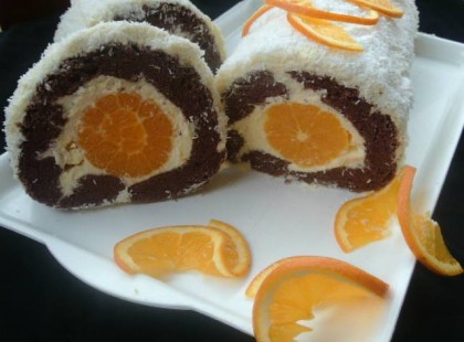 Túrókrémes narancsos rolád