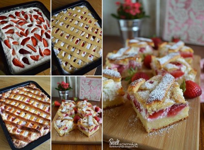 Túróhabos-, epres kelt tészta, mint egy epres, túrós batyu, isteni finom lett!