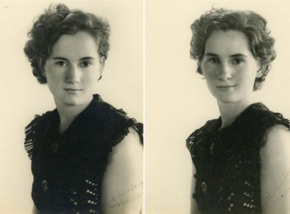 Mintha a 2 kép ugyanarról a nőről készült volna. De nézze, ki ül mellette 100 évvel később.
