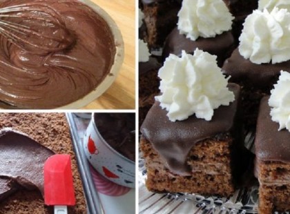 Mesés csokoládés szelet vastag krémmel és ínyenc csokoládés mázzal!