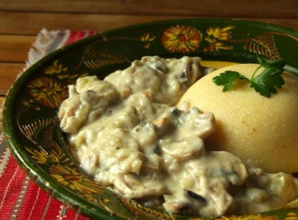 Tejfölös gombapaprikás készítése galuskával vagy tésztával!