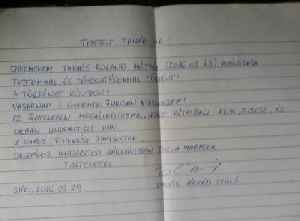 Ez a belevaló apuka megírta a legjobb hiányzást igazoló papírt! :))