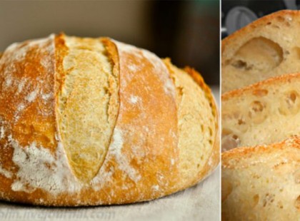 Dagasztás nélküli parasztkenyér! Keverd össze a hozzávalókat, hagyd kelni, süsd meg és már kész is!