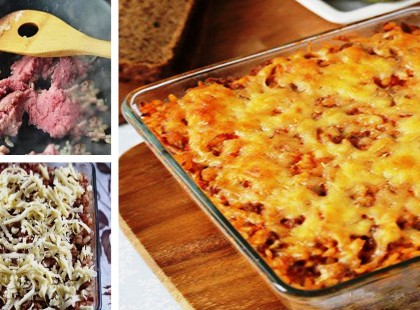 Egy kis rizs, egy kis hús és sajt, már csak meg kell sütni és kész is a fenséges vacsora!