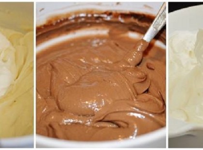 Vaníliakrém, csokoládékrém és tejszínkrém cukrász módon elkészítve!