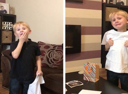 A 6 éves kisfiú pólót kap ajándékban anyukájától – mikor meglátja mi van ráírva sírni kezd