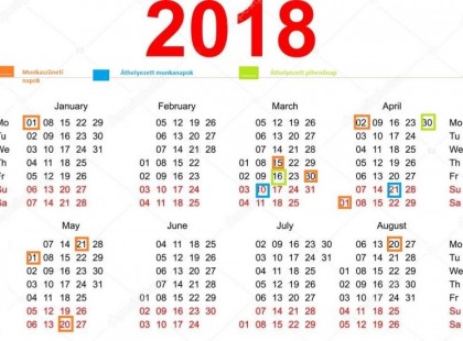 Munkaidő naptár 2018! Véglegessé váltak a jövő évi munkanap áthelyezések! Rekord hosszú hétévégnk lesz jövőre, de cserébe nagyon sok szombaton kell dolgozni!