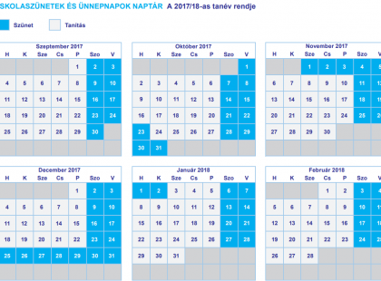 Itt a 2017/2018-as tanév rendje naptár formában! Mindenképpen mentsd, nyomtasd ki, tűzd ki a hűtőre! A lényeg, hogy meglegyen, mert egész évben szükséged lesz rá!