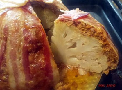 Bacon szalonnában sült karfiol bomba, ínycsiklandó, egyszerű és megunhatatlan!