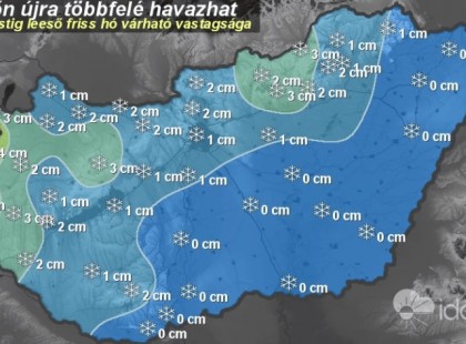 Friss! – holnap megint jön a hó! Mutatjuk melyik megyében pontosan hány centi hó várható! Itt a térkép