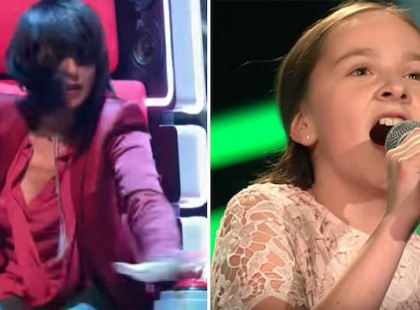 A 11 éves kislány Edit Piaf “Nem bánok meg semmit” című dalát énekli és mindenkit lenyűgöz