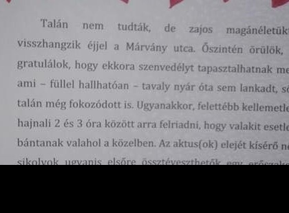 Olyan hangosan csinálja esténként a pár, hogy levelet írtak nekik a szomszédok! Íme a levél: