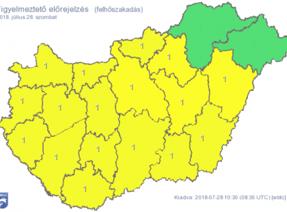 17 megyére adtak ki riasztást !Hatalmas égszakadás jön !2 cm-es jégdarabokra hívja fel a figyelmet a meteorológiai szolgálat, amihez 70 km/órás szél társul !