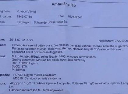 Vasárnap haza zavarták a sürgősségiről, hogy szimulál nincs baja. Ma 20 méterre az orvosi rendelőtől összeesett, és meghalt.MAGYAR egészségügy!!