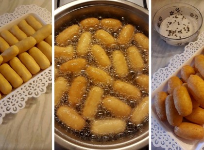 És megcsináltam én is a sajtkrokettet, hozzá fokhagymás tejföl, fenségesen finom lett!