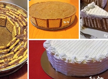 Rengeteg háztartási keksz volt itthon, amit fel kellett használni, gondoltam keksztortát készítek belőle és finom lett!