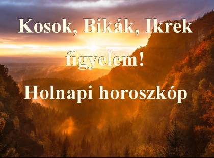 Kosok, Bikák, Ikrek figyelem! Holnapi horoszkóp