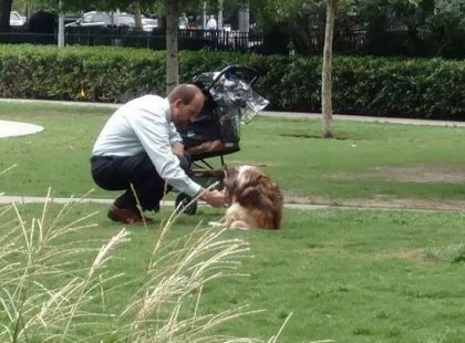 Ez a kocogó férfi mindennap látja ezt az embert, ahogy baba nélkül tolja a babakocsit. De nézd meg közelebbről!