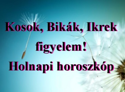 Kosok, Bikák, Ikrek figyelem! Holnapi horoszkóp