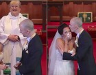 A menyasszony úgy gondolja vége az esküvőnek de a vőlegény hátra mutat mert be kell vallania valamit