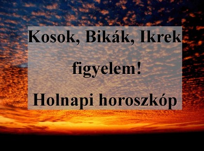 Kosok, Bikák, Ikrek figyelem! Holnapi horoszkóp