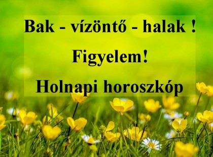 Bak - vízöntő - halak !Figyelem!Holnapi horoszkóp