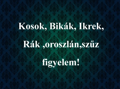 Kosok, Bikák, Ikrek,Rák ,oroszlán,szűz figyelem! Mai horoszkóp