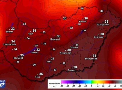 Vörös riasztást adtak ki, 38 fok lesz hétfőn