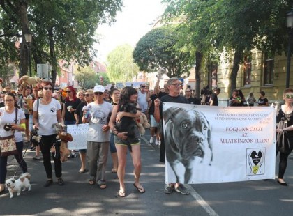 Országszerte tüntettek a kutyáját vontató, állatkínzó nő ellen - Helyszíni fotók Kiskunhalasról