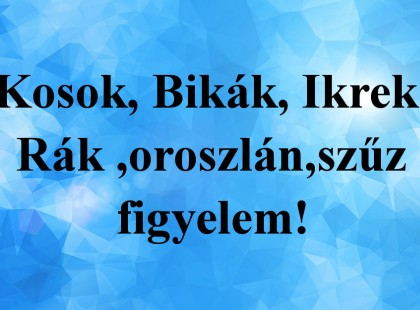 Figyelem!Kosok, Bikák, Ikrek,Rák ,oroszlán,szűz figyelem!