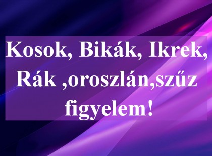Kosok, Bikák, Ikrek,Rák ,oroszlán,szűz figyelem! Holnapi horoszkóp