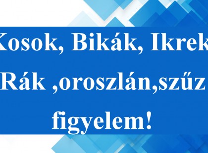 Kosok, Bikák, Ikrek,Rák ,oroszlán,szűz figyelem! Holnapi horoszkóp