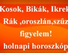 Kosok, Bikák, Ikrek,Rák ,oroszlán,szűz figyelem!holnapi horoszkóp